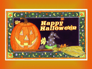 Halloween Pumpkin and Broom free digital signage content