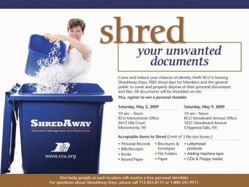 shred unwanted documents promotion