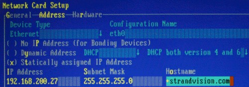static ip network card settings